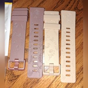 NIP Floral Embossed Fitbit Versa 2 Bands - Pink and Beige Plus Free Charger